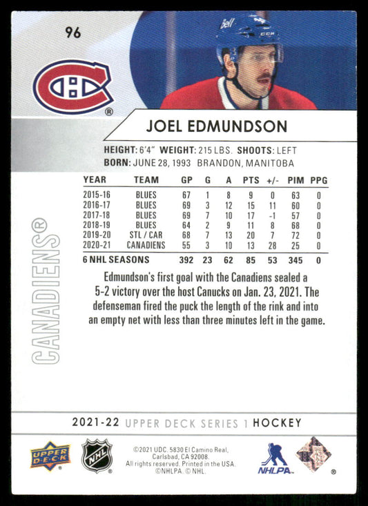 2021-22 Upper Deck #96 Joel Edmundson