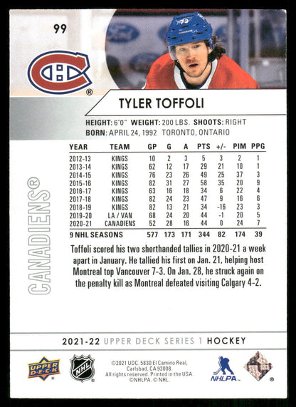 2021-22 Upper Deck #99 Tyler Toffoli