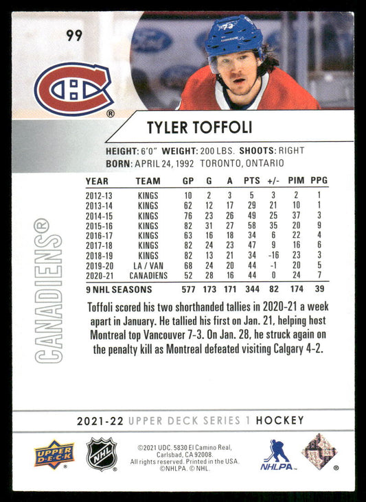 2021-22 Upper Deck #99 Tyler Toffoli