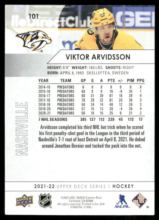 2021-22 Upper Deck #101 Viktor Arvidsson