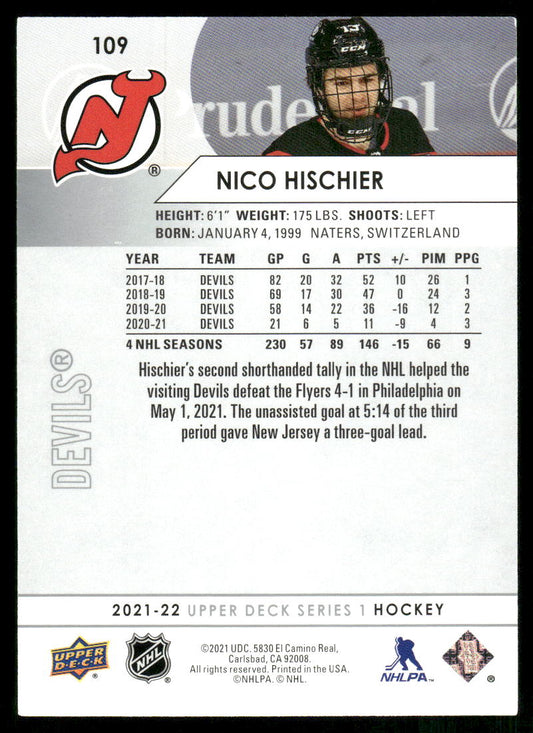 2021-22 Upper Deck #109 Nico Hischier