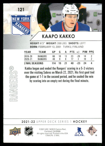 2021-22 Upper Deck #121 Kaapo Kakko