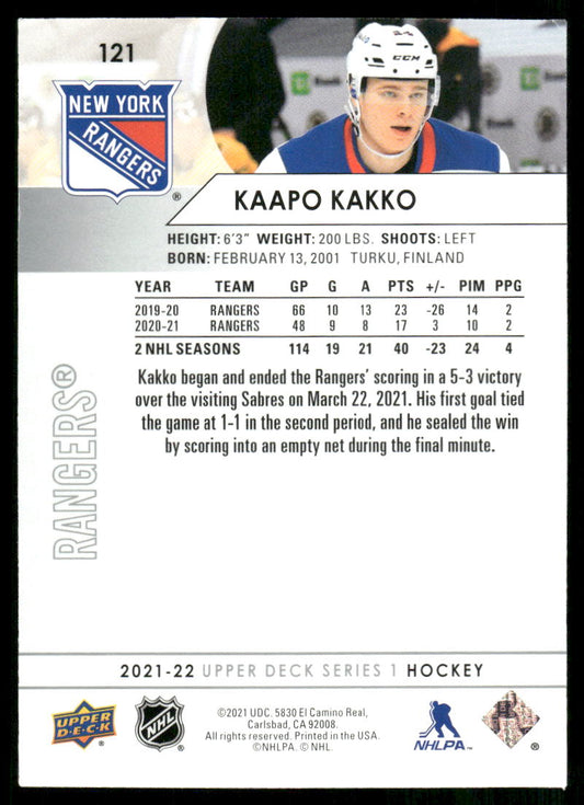 2021-22 Upper Deck #121 Kaapo Kakko