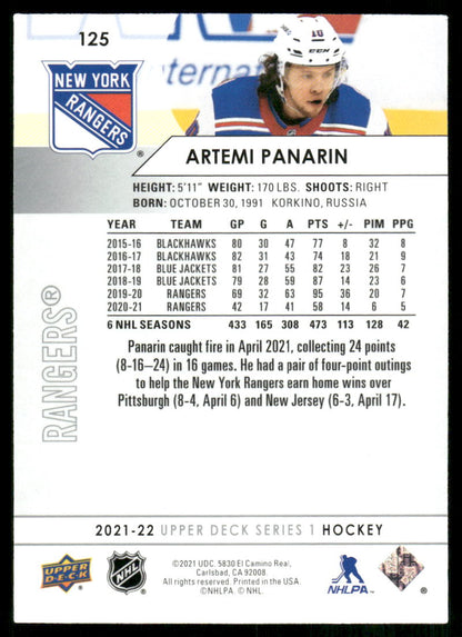 2021-22 Upper Deck #125 Artemi Panarin