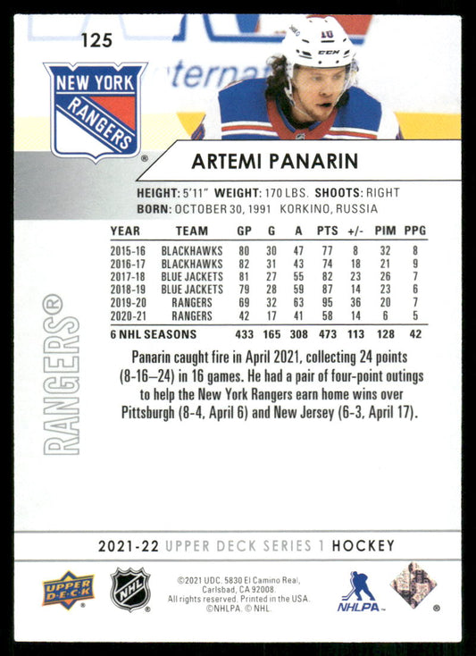 2021-22 Upper Deck #125 Artemi Panarin
