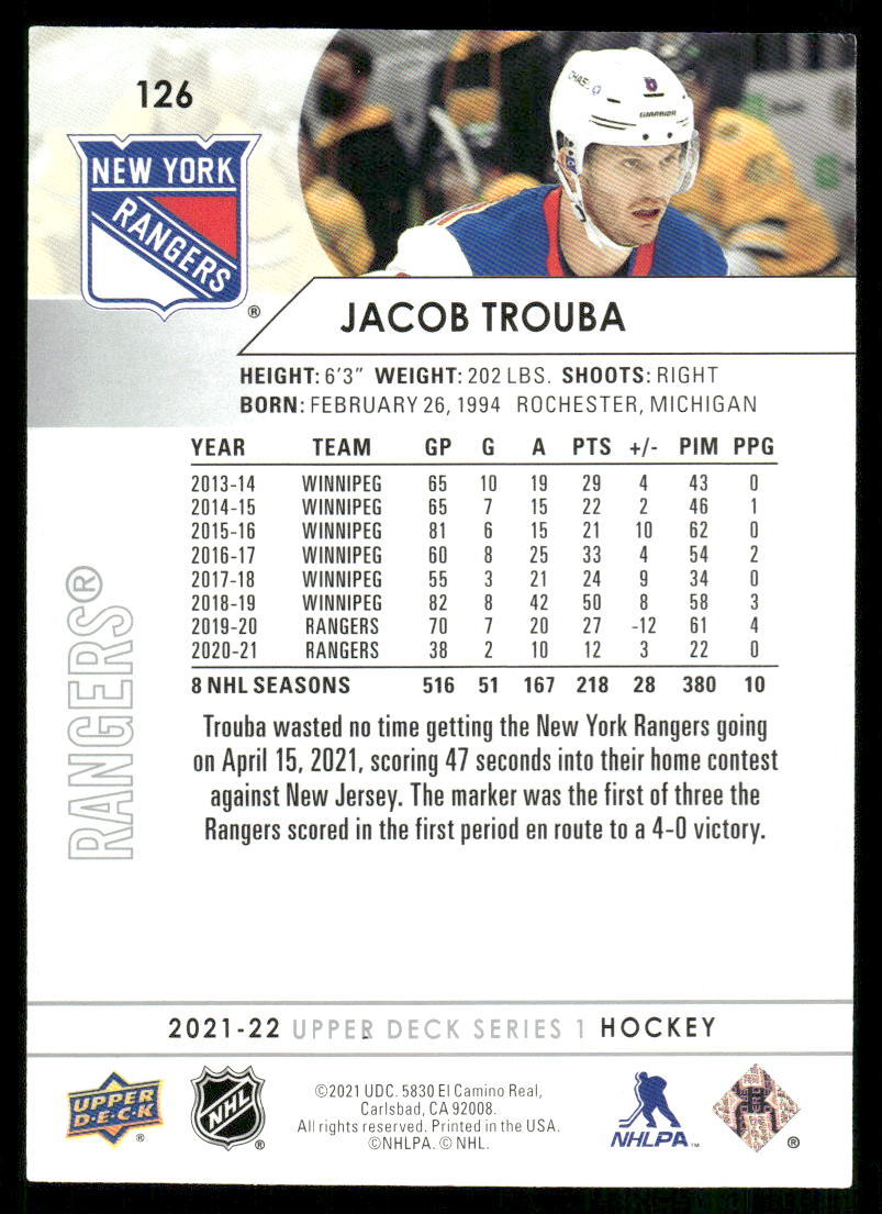 2021-22 Upper Deck #126 Jacob Trouba