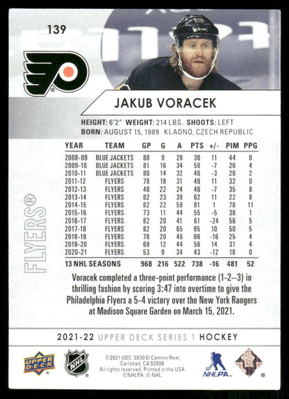2021-22 Upper Deck #139 Jakub Voracek