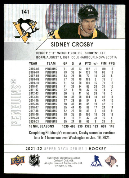 2021-22 Upper Deck #141 Sidney Crosby