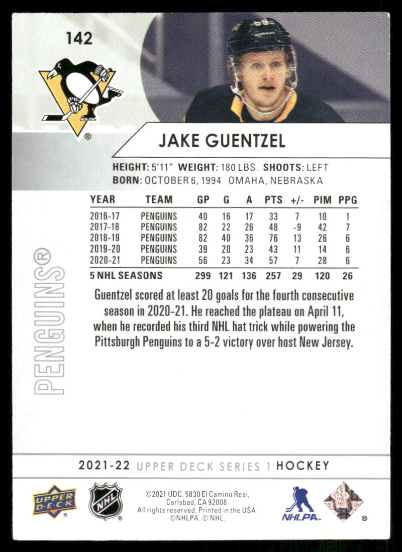 2021-22 Upper Deck #142 Jake Guentzel