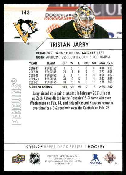 2021-22 Upper Deck #143 Tristan Jarry