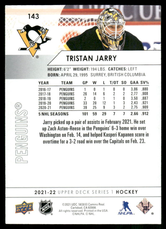 2021-22 Upper Deck #143 Tristan Jarry