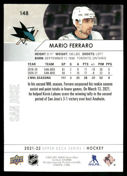 2021-22 Upper Deck #148 Mario Ferraro