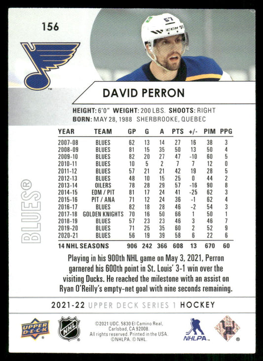 2021-22 Upper Deck #156 David Perron