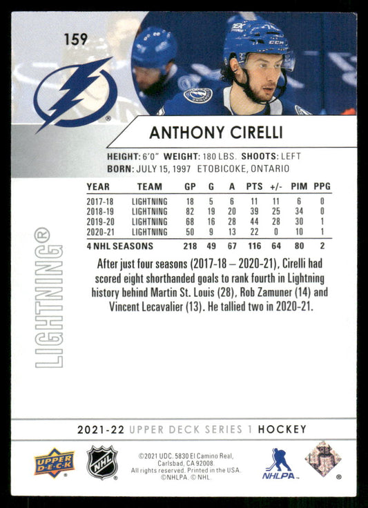 2021-22 Upper Deck #159 Anthony Cirelli