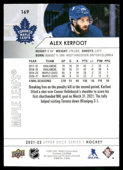 2021-22 Upper Deck #169 Alex Kerfoot