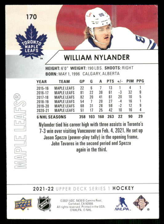 2021-22 Upper Deck #170 William Nylander