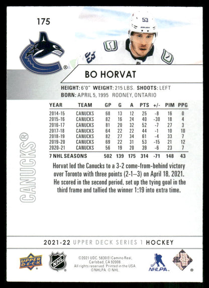 2021-22 Upper Deck #175 Bo Horvat