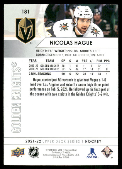 2021-22 Upper Deck #181 Nicolas Hague