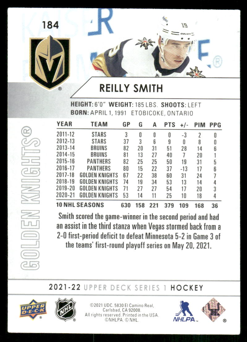 2021-22 Upper Deck #184 Reilly Smith