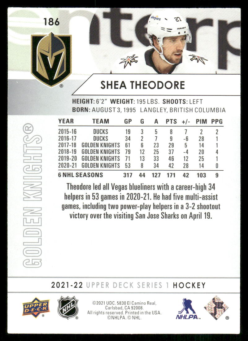 2021-22 Upper Deck #186 Shea Theodore