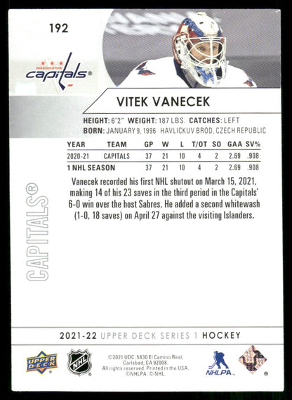 2021-22 Upper Deck #192 Vitek Vanecek