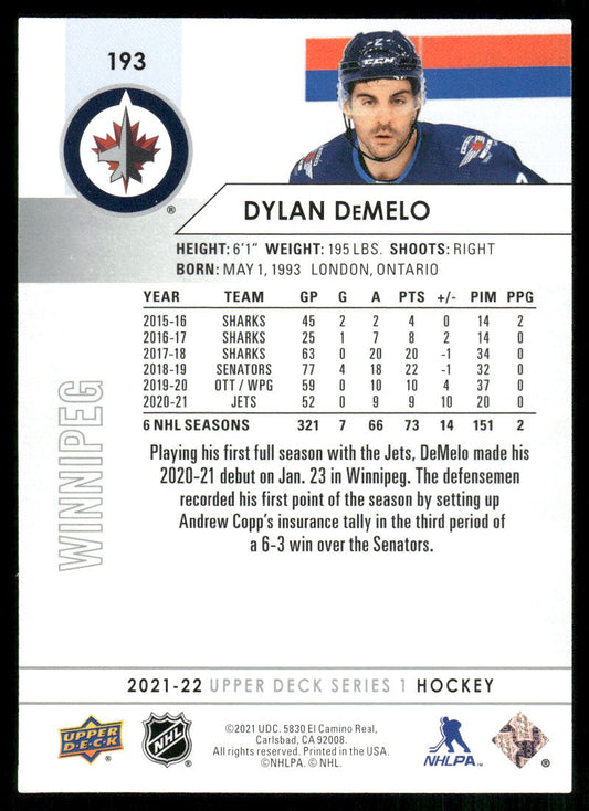 2021-22 Upper Deck #193 Dylan DeMelo