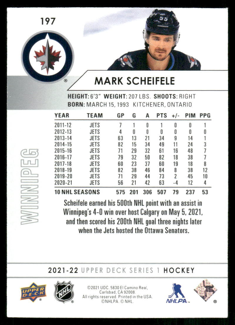2021-22 Upper Deck #197 Mark Scheifele