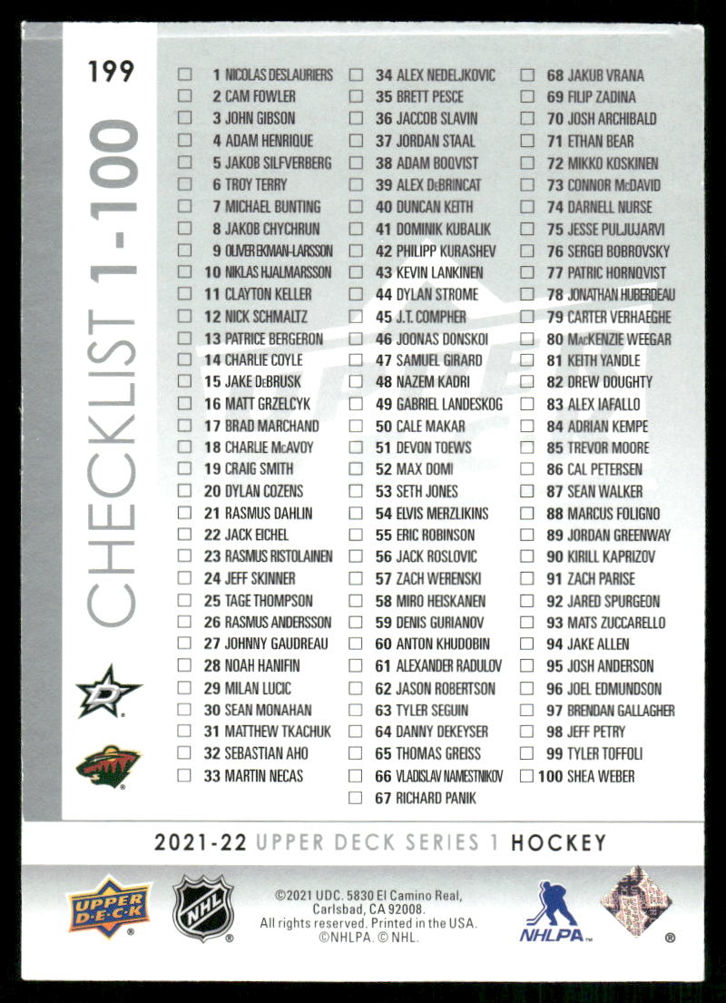 2021-22 Upper Deck #199 Jason Robertson / Kirill Kaprizov