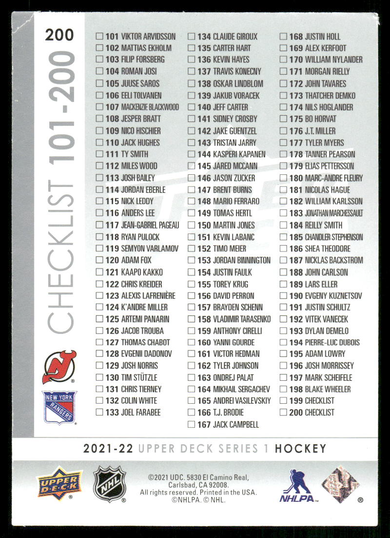 2021-22 Upper Deck #200 Jack Hughes / Alexis Lafreniere