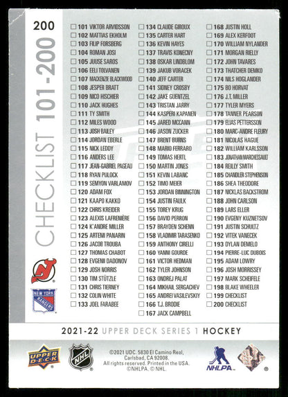 2021-22 Upper Deck #200 Jack Hughes / Alexis Lafreniere