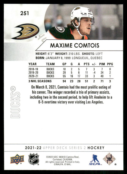 2021-22 Upper Deck #251 Maxime Comtois