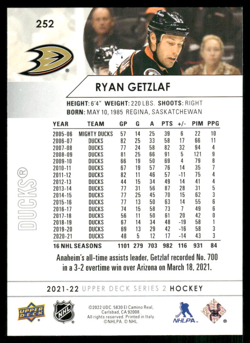 2021-22 Upper Deck #252 Ryan Getzlaf