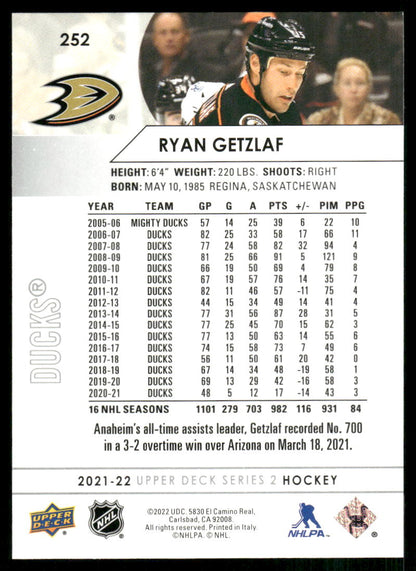 2021-22 Upper Deck #252 Ryan Getzlaf