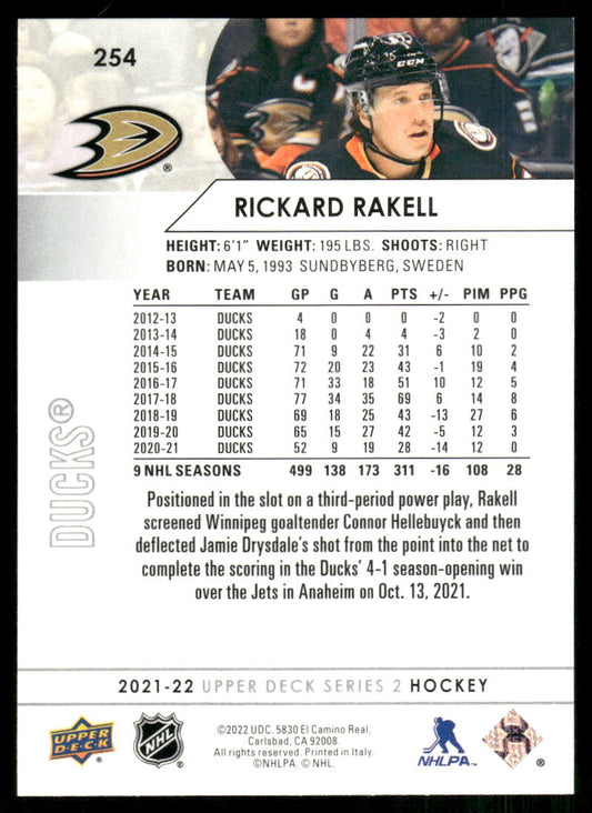 2021-22 Upper Deck #254 Rickard Rakell