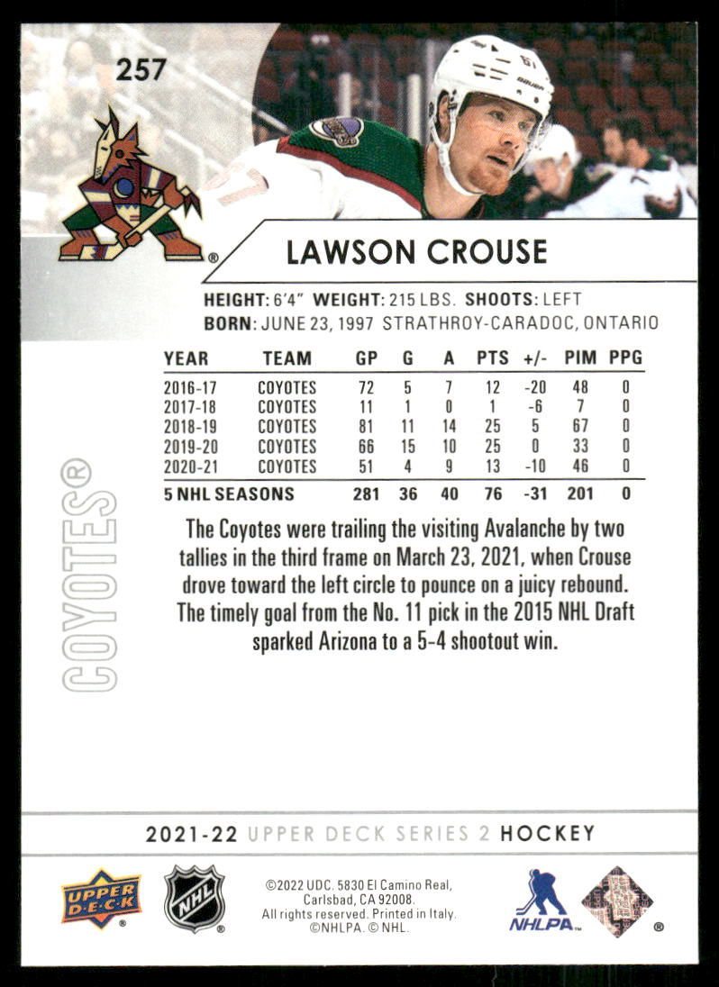 2021-22 Upper Deck #257 Lawson Crouse