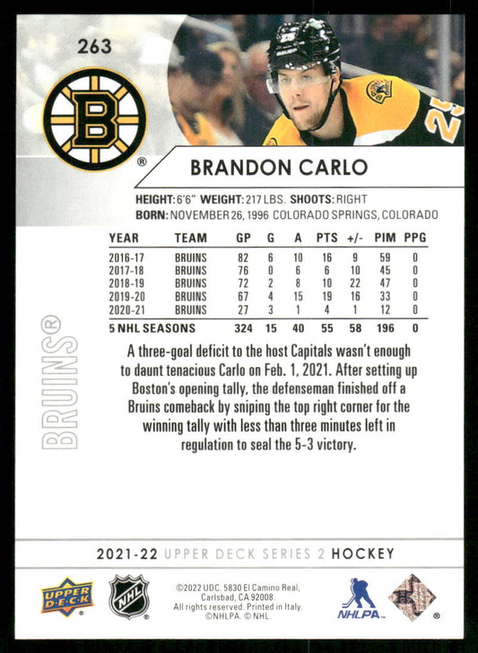 2021-22 Upper Deck #263 Brandon Carlo