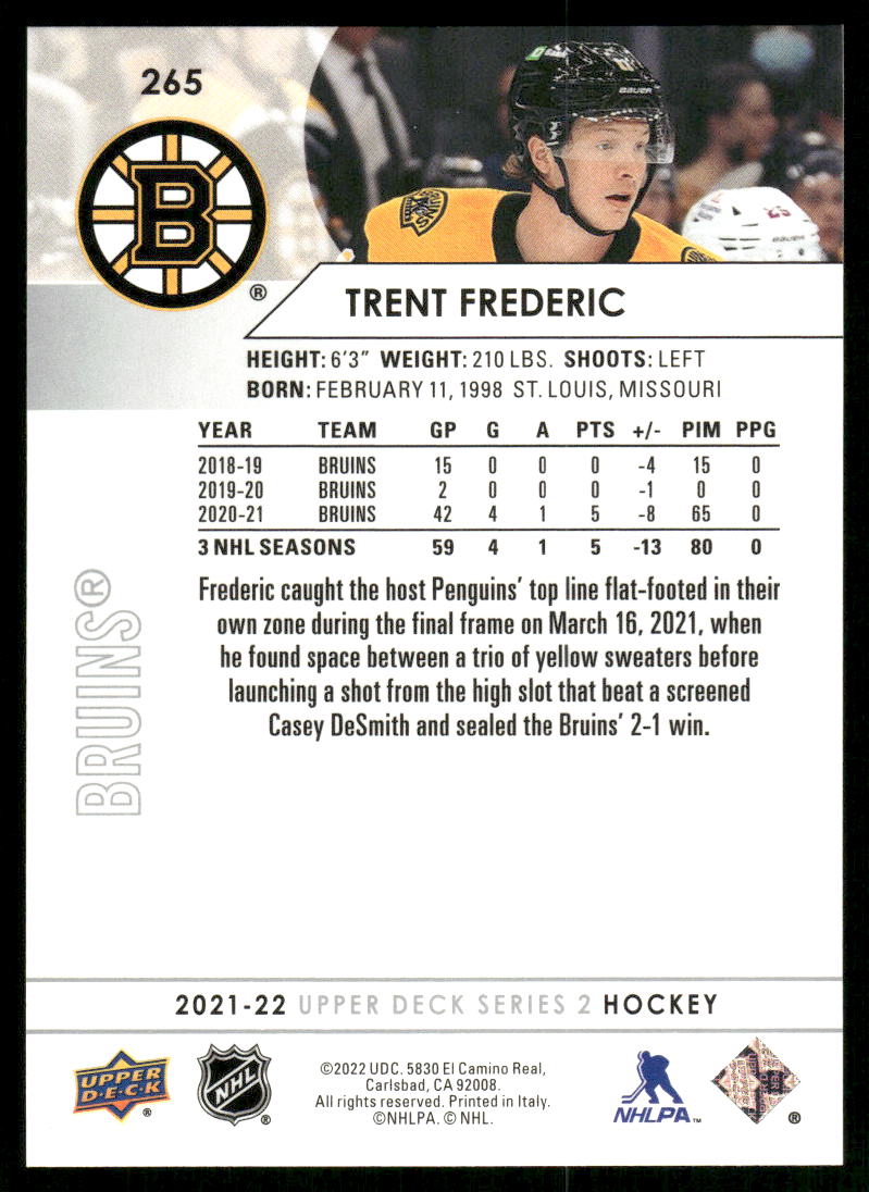 2021-22 Upper Deck #265 Trent Frederic