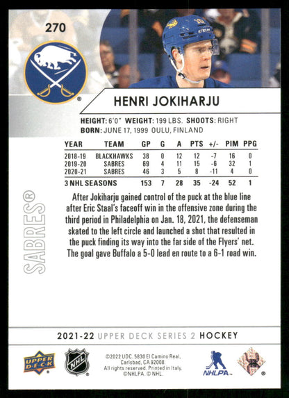 2021-22 Upper Deck #270 Henri Jokiharju