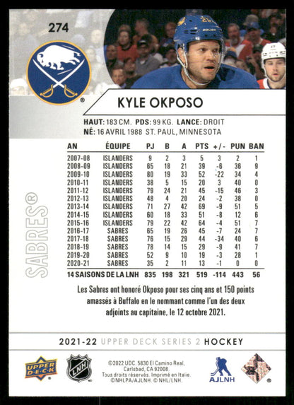 2021-22 Upper Deck #274 Kyle Okposo