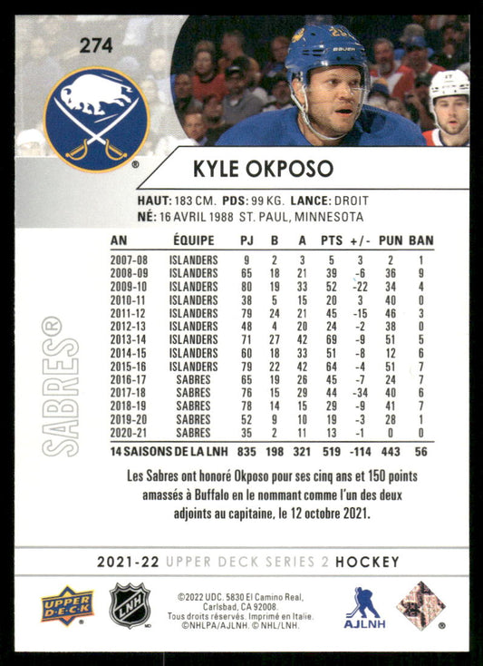 2021-22 Upper Deck #274 Kyle Okposo