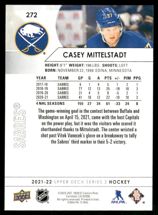2021-22 Upper Deck #272 Casey Mittelstadt