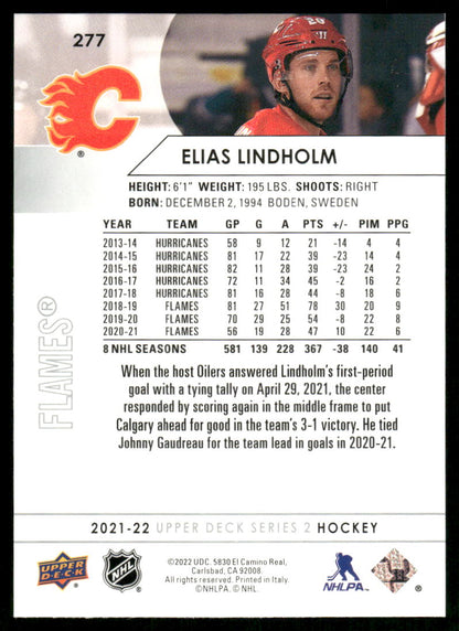 2021-22 Upper Deck #277 Elias Lindholm