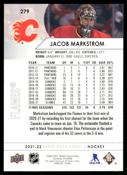 2021-22 Upper Deck #279 Jacob Markstrom