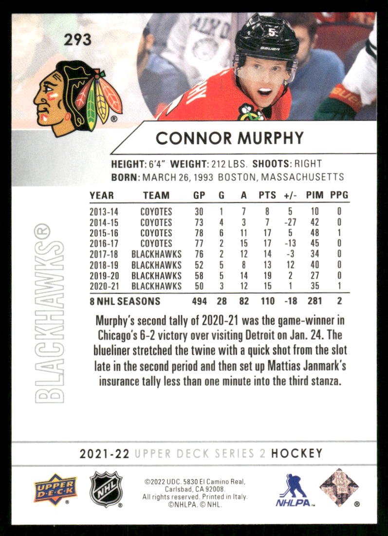 2021-22 Upper Deck #293 Connor Murphy