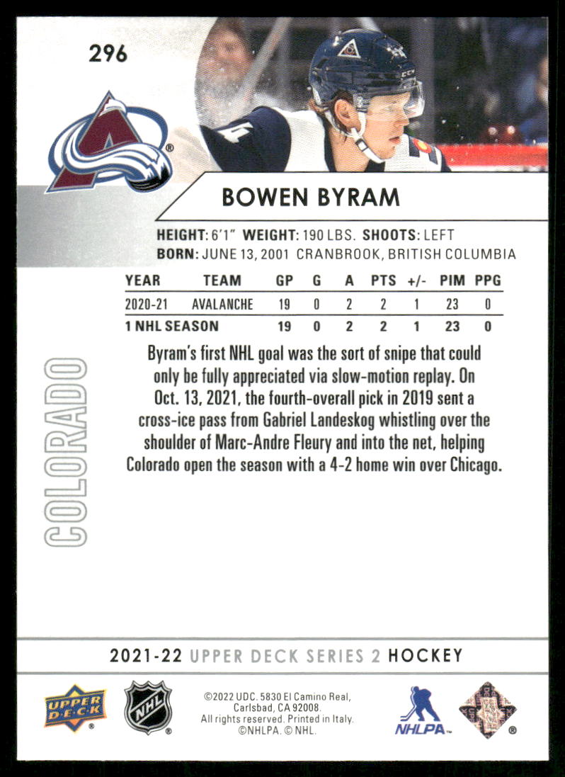 2021-22 Upper Deck #296 Bowen Byram