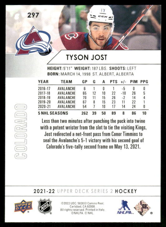 2021-22 Upper Deck #297 Tyson Jost
