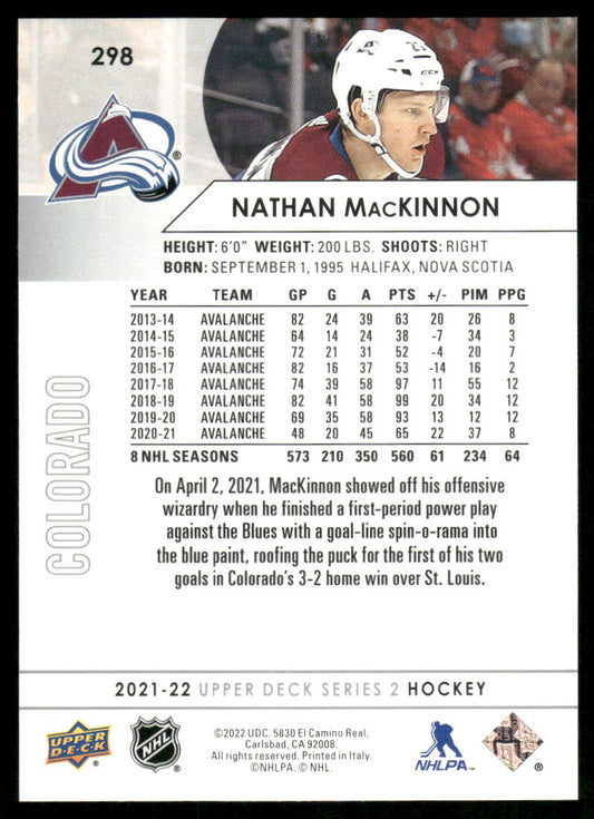 2021-22 Upper Deck #298 Nathan MacKinnon