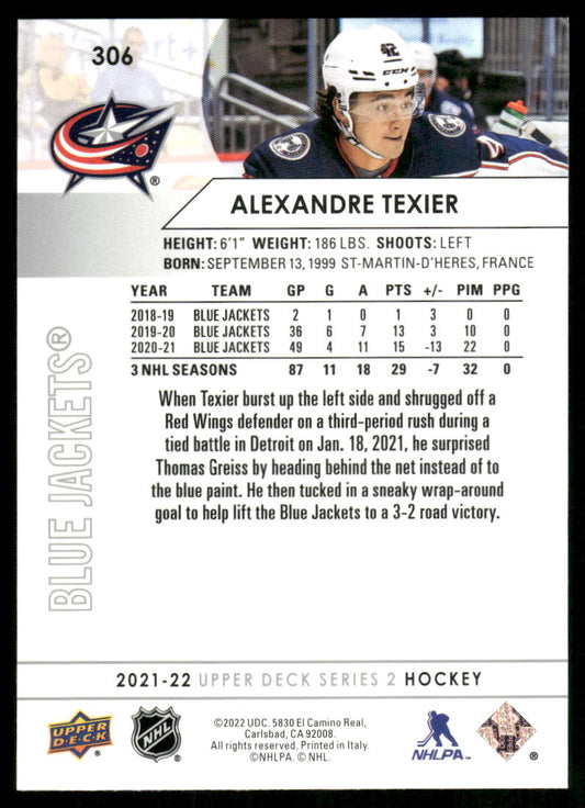 2021-22 Upper Deck #306 Alexandre Texier