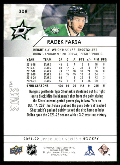 2021-22 Upper Deck #308 Radek Faksa