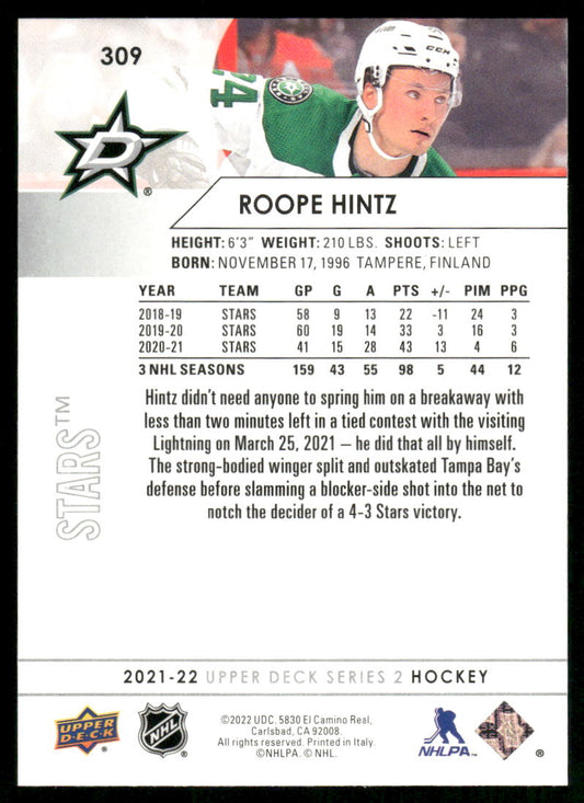 2021-22 Upper Deck #309 Roope Hintz